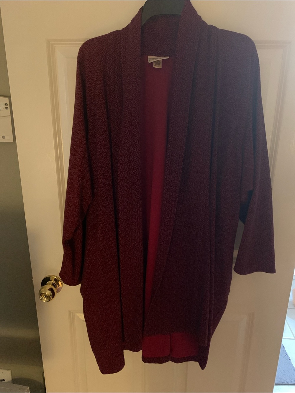 Michele Burgundy Open-Front Knit Cardigan
